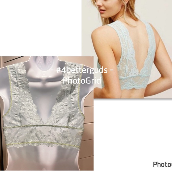 FP Intimately Free People Gallon Lace Deep V-neck Bralette Misty Mint XS TP - Picture 14 of 16